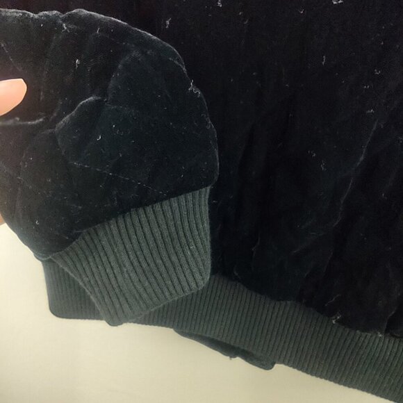 Women's Banana Republic Black Diamond Quilted Velvet Bomber Jacket Size XS - Picture 7 of 8